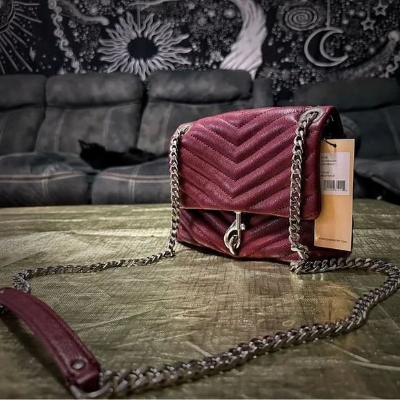 Rebecca Minkoff Burgundy Chevron Shoulder Bag crossbody bag - Picture 14 of 16
